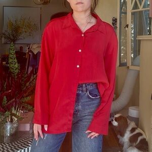 Chico’s Silk Red Button-Up Shirt - vintage